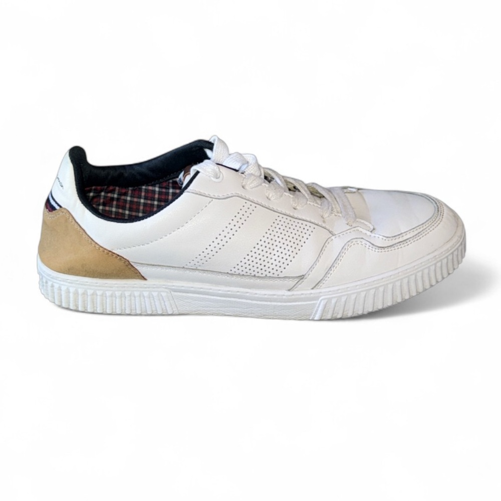 Ben Sherman White Tan Navy Low Top Lace Up Casual Sneakers Shoes Size 10